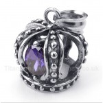 Titanium Purple Crystal Crown Pendant with Free Chain