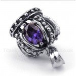 Titanium Purple Crystal Crown Pendant with Free Chain