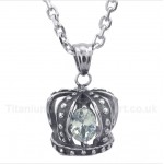 Titanium White Crystal Crown Pendant with Free Chain