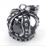 Titanium Black Crystal Crown Pendant with Free Chain