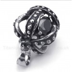 Titanium Black Crystal Crown Pendant with Free Chain