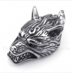 Titanium Wolf Head Pendant with Free Chain