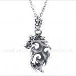 Titanium Fire Dragon Pendant with Free Chain