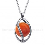 Titanium Red Opal Pendant with Free Chain