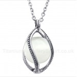 Titanium White Opal Pendant with Free Chain