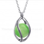 Titanium Green Opal Pendant with Free Chain