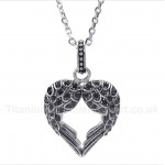 Titanium Diamond Feather Pendant with Free Chain