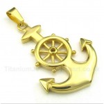 Titanium Gold Rudder Pendant with Free Chain