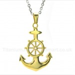 Titanium Gold Rudder Pendant with Free Chain