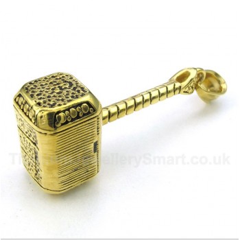 Titanium Gold Thor's Hammer Pendant with Free Chain