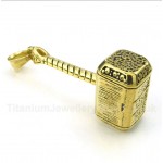 Titanium Gold Thor's Hammer Pendant with Free Chain