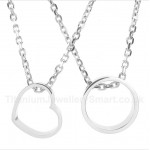 Titanium Heart Shaped Couple's Pendant with Free Chain (One Pair)