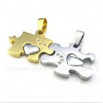 Titanium Gold Puzzle Couple's Pendant with Free Chain (One Pair)