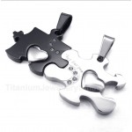 Titanium Black Puzzle Couple's Pendant with Free Chain (One Pair)
