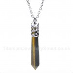 Tiger's-Eye Gemstones Hexagon Prism Pendant with Free Chain