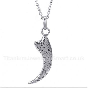 Titanium Wolf Fang Pendant with Free Chain