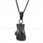 Titanium Black Boxing Glove Pendant with Free Chain