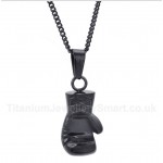 Titanium Black Boxing Glove Pendant with Free Chain