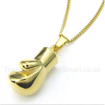 Titanium Gold Boxing Glove Pendant with Free Chain