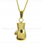 Titanium Gold Boxing Glove Pendant with Free Chain