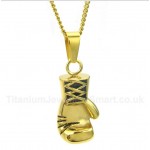 Titanium Gold Boxing Glove Pendant with Free Chain