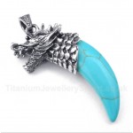 Titanium Turquoise Wolf Head Horns Pendant with Free Chain