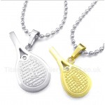 Titanium Feather Tennis Rackets Couple's Pendant with Free Chain (One Pair)