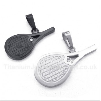 Titanium Feather Tennis Rackets Couple's Pendant with Free Chain (One Pair)