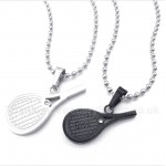 Titanium Feather Tennis Rackets Couple's Pendant with Free Chain (One Pair)