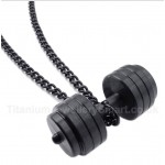 Titanium Dumbbells Pendant with Free Chain