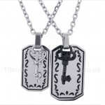 Titanium Key Couple's Pendant with Free Chain (One Pair)