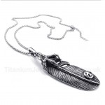 Titanium Feather Pendant with Free Chain