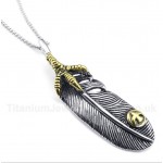 Titanium Feather Pendant with Free Chain