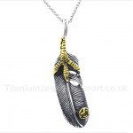 Titanium Feather Pendant with Free Chain