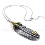 Titanium Feather Pendant with Free Chain