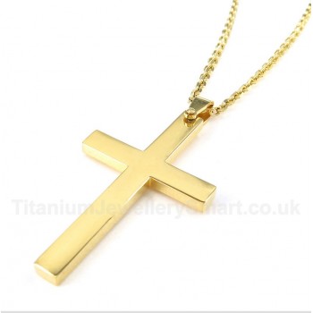 Titanium Gold Cross Pendant with Free Chain