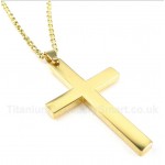 Titanium Gold Cross Pendant with Free Chain