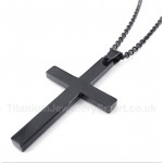 Titanium Black Cross Pendant with Free Chain