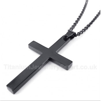 Titanium Black Cross Pendant with Free Chain