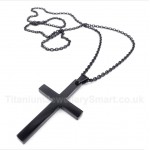 Titanium Black Cross Pendant with Free Chain