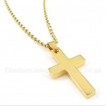 Titanium Gold Cross Pendant with Free Chain