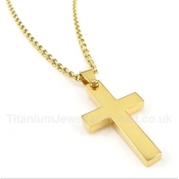 Titanium Gold Cross Pendant with Free Chain