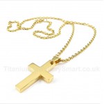 Titanium Gold Cross Pendant with Free Chain