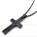 Titanium Black Cross Pendant with Free Chain