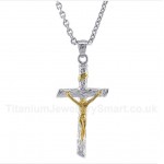 Titanium Gold Jesus Pendant with Free Chain
