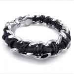 Titanium Tiger Head Leather Bracelet