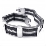 Titanium Rubber Greek Meander Pattern Bracelet