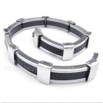 Titanium Greek Meander Pattern Rubber Bracelet