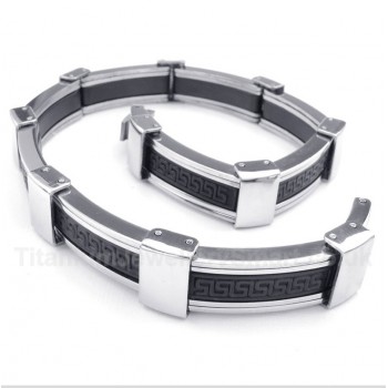 Titanium Greek Meander Pattern Rubber Bracelet