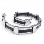 Titanium Greek Meander Pattern Rubber Bracelet